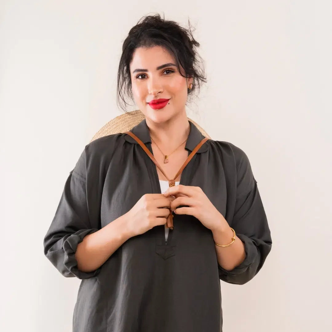 Wedding accessories - Blouza Djerbienne authentique en lin avec manches 3/4 | artisanat tunisien fait main | ILEYCOM