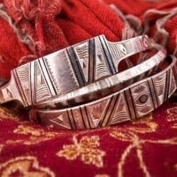 Jonc Ajustable En Argent Sterling - Décor Fleurs Style Berbère - Bijou Ethnique Occasion