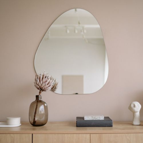 Miroir, miroir mural, miroir décoratif, miroir artisanal, Tunisie, bois d'olivier, céramique, décoration intérieure, design,