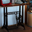 Table console de salon avec un bois de Pin, un socle de machine à coudre "Denna"
