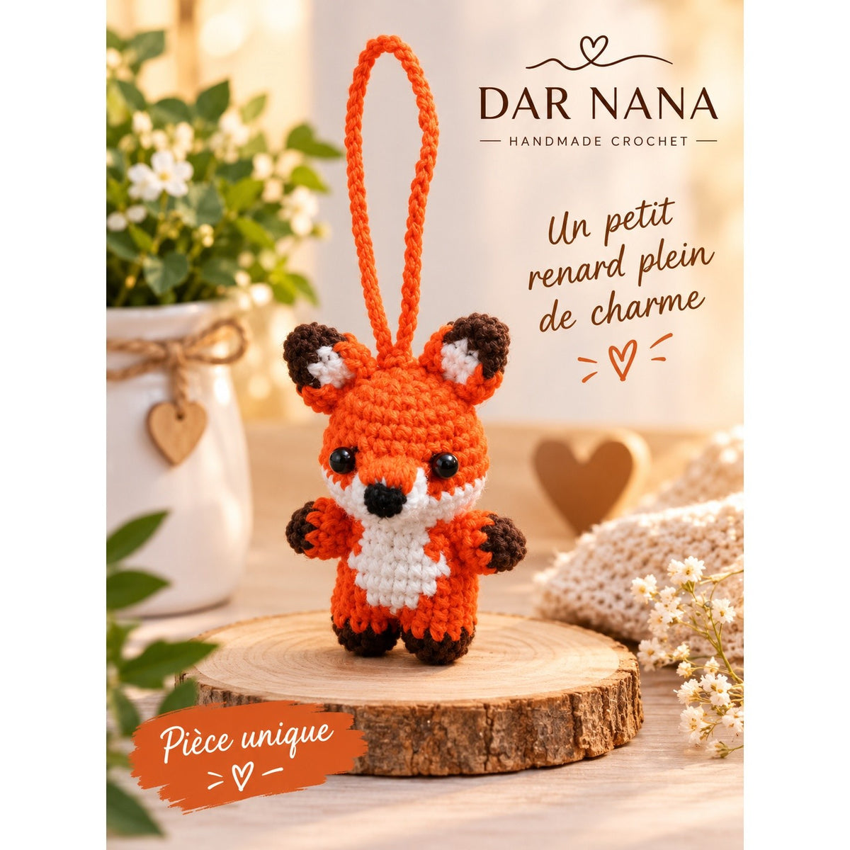 porte-clés doudou renard en crochet fait main