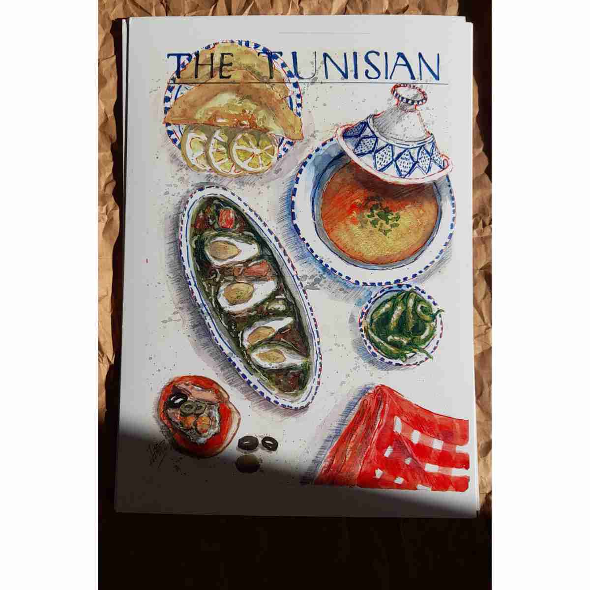 impression aquarelle de délices tunisiennes en qualité premium