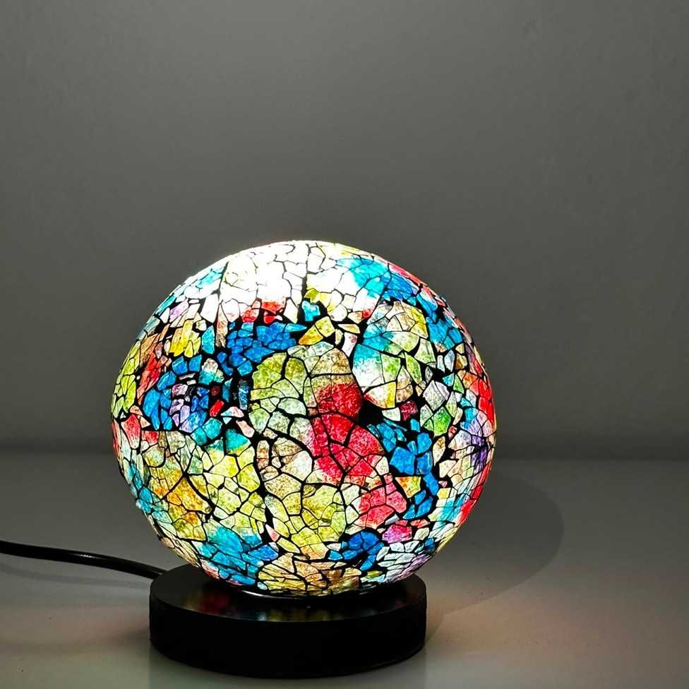 Lampe mosaïque tunisienne orange multicolore pour une ambiance magique
