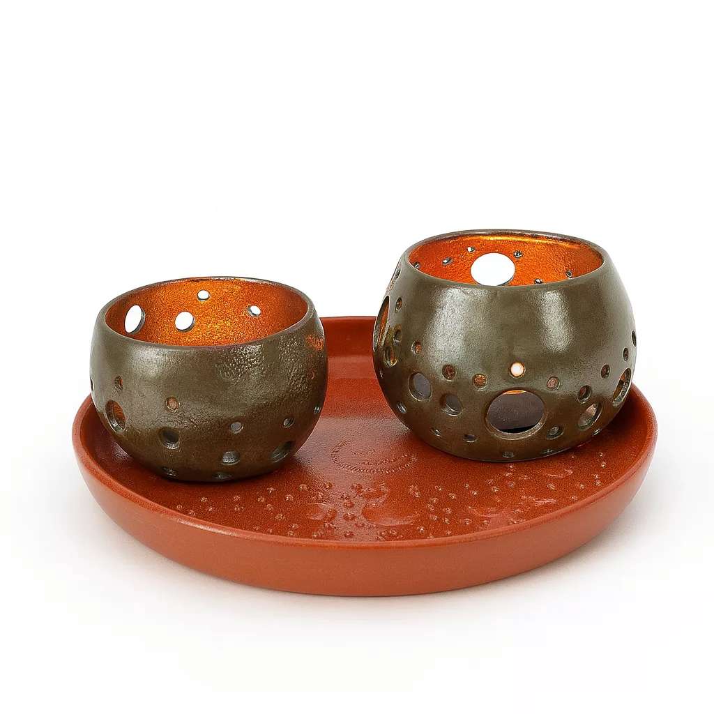 Photophores céramique élégants avec plateau assorti exclusif