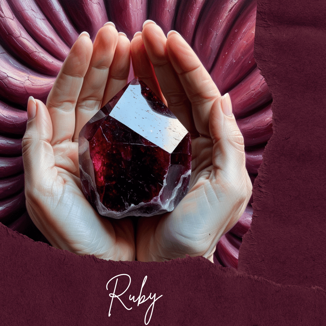 Collier en acier inoxydable avec pendentif en rubis naturel (75 cm)