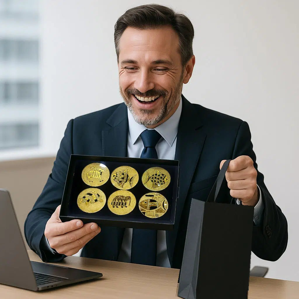 Coffret Précieux - 6 Dessous de verre à la feuille d'or
