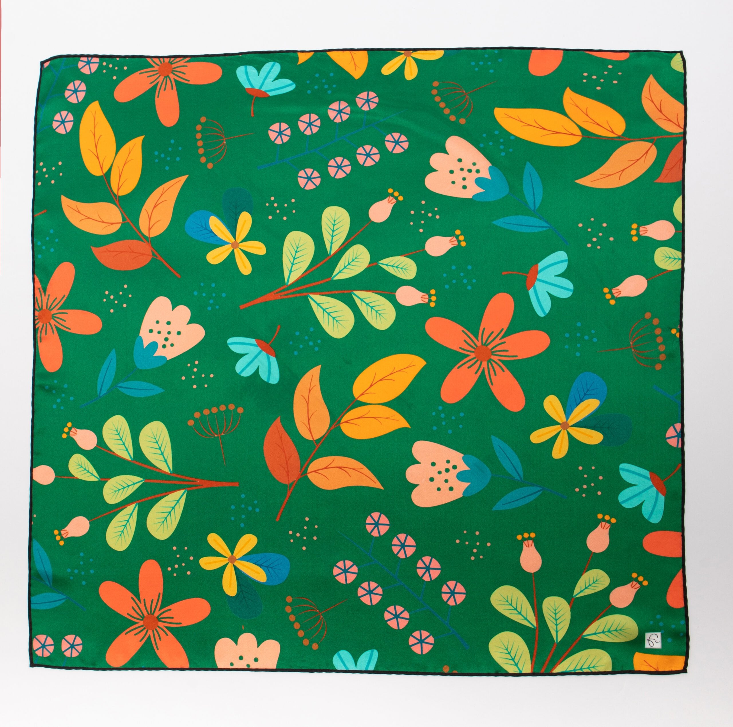 Natural silk scarf in green "Full of imagination"
