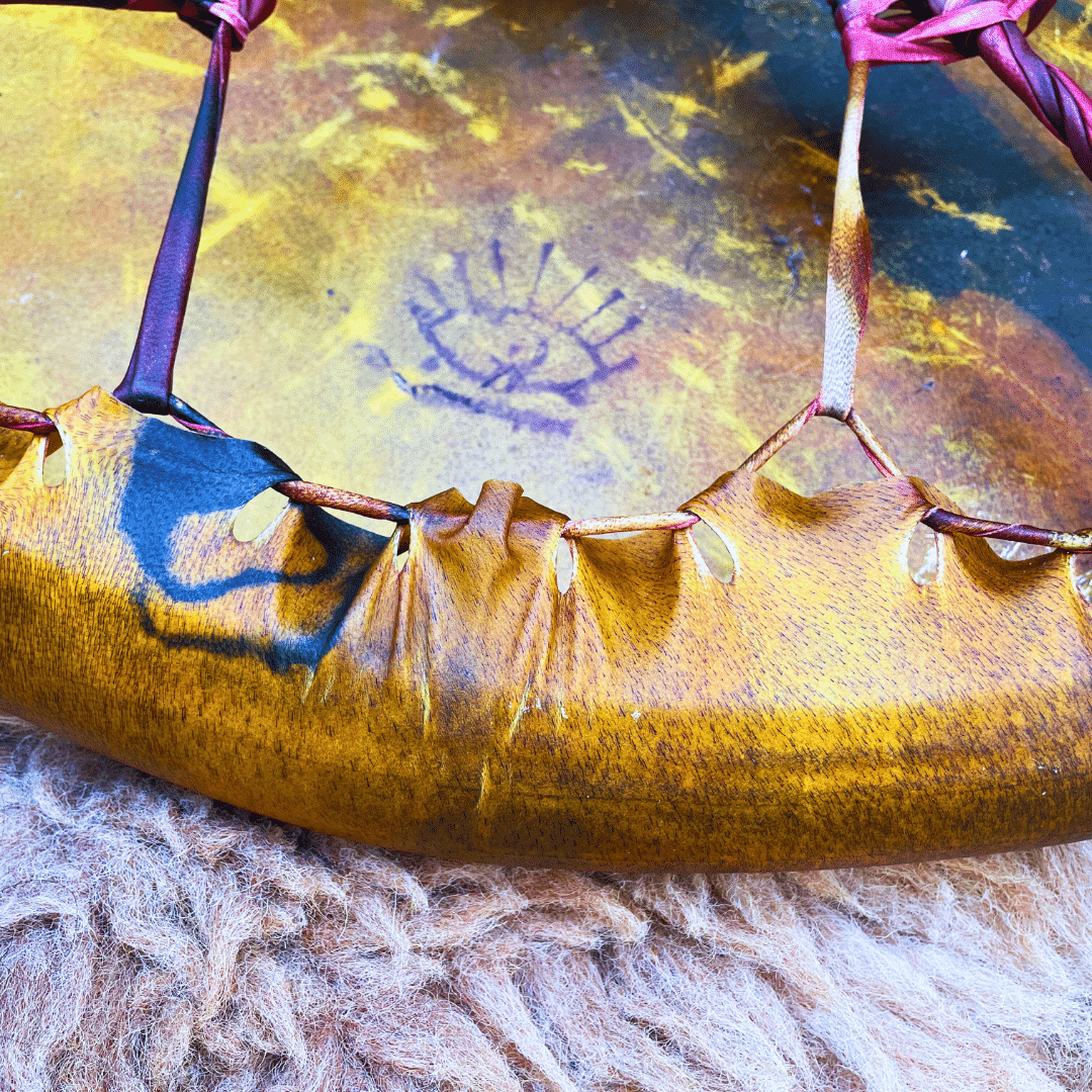 Tambour chamanique amérindien accordable (60 cm) - Pièce unique, fait main