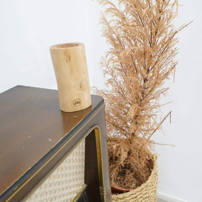 1 Porte-bougie en bois d'olivier naturel, artisanal et écoresponsable