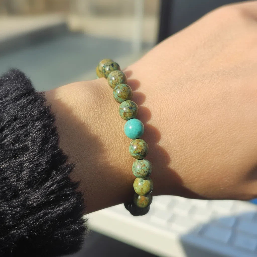 Bracelet Turquoise Africaine Artisanale - Élégance Protectrice