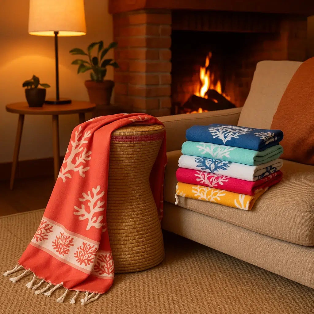 Fouta Tunisienne Jacquard Modèle Corail