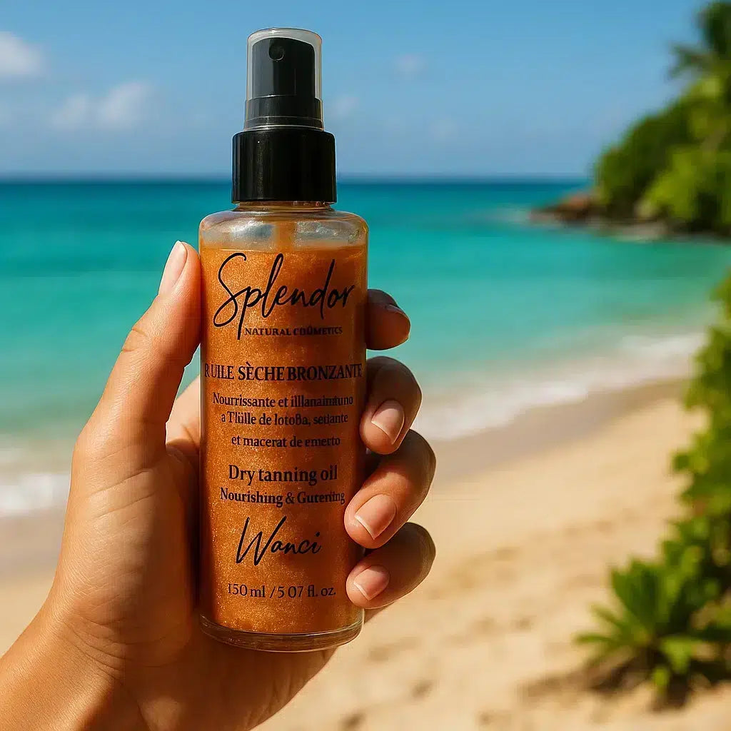 Huile sèche paillété bronzonte à base du Monoï