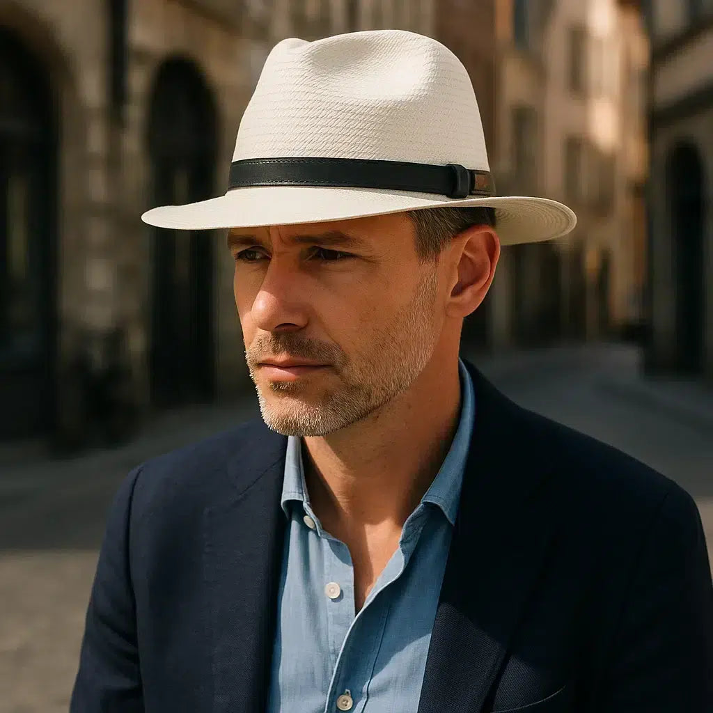 Chapeau Panama Borsalino Cuir