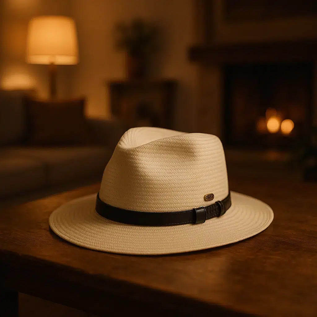 Chapeau Panama Fedora Cuir