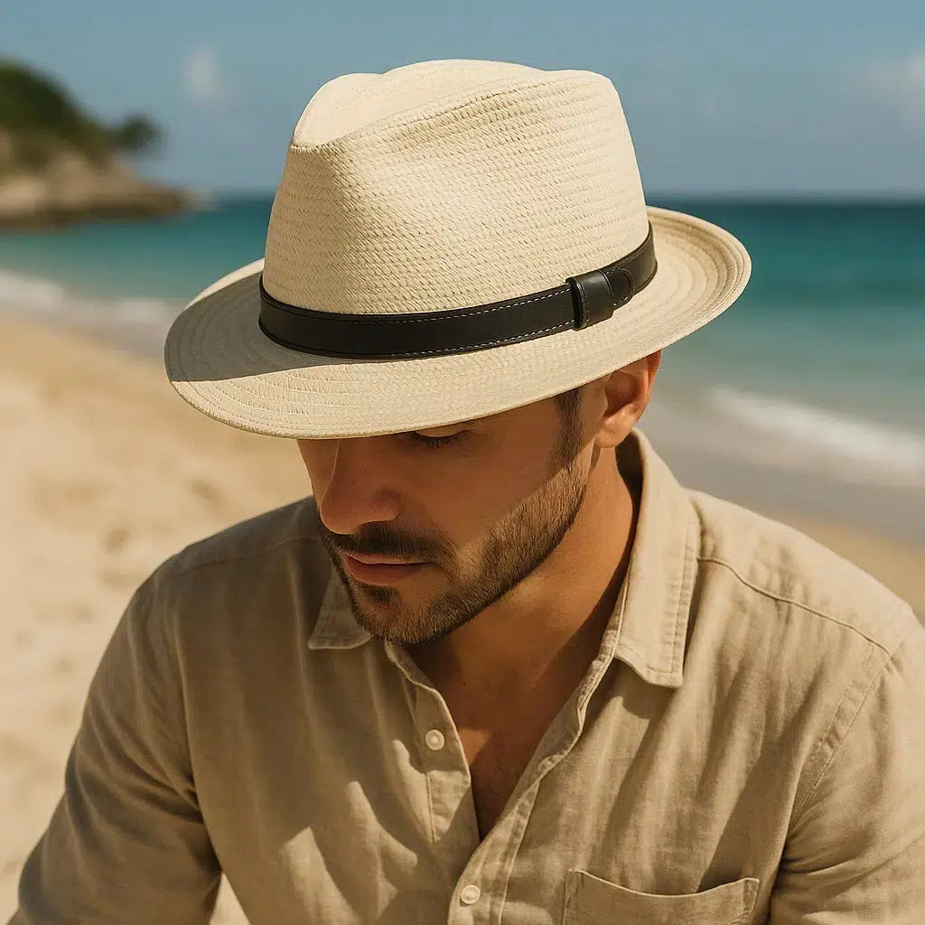 Chapeau Panama Havana Cuir