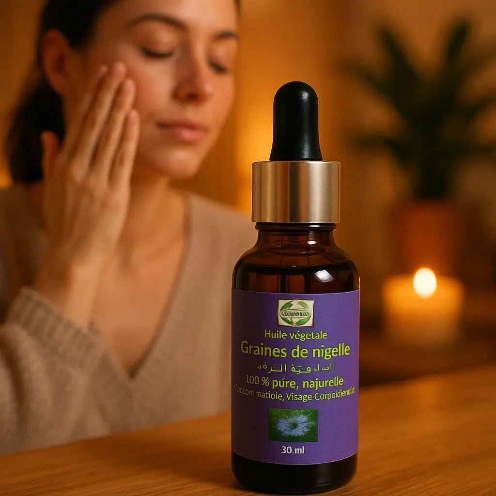 Huile de nigelle pure pour peau éclatante et cheveux revitalisés