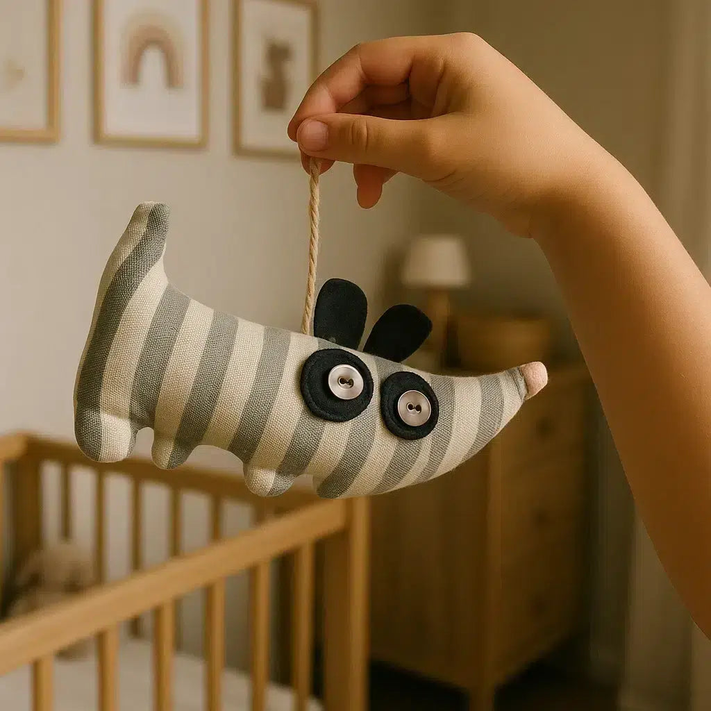 Doudou artisanal unique en tissu rayé pour cadeau irrésistible