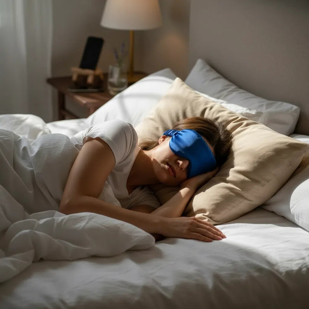 Masque Nuit Satin Bleu - Confort et Élégance