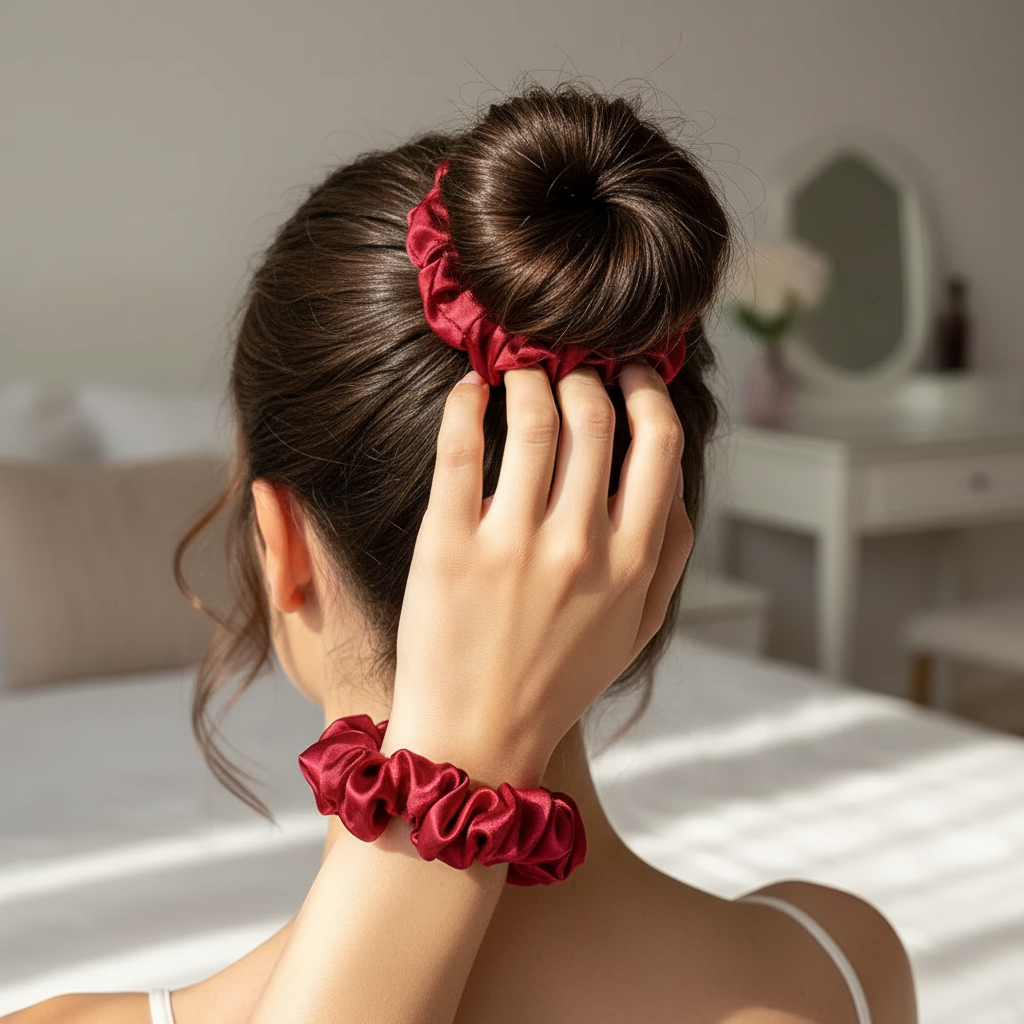 Duo de Chouchous Satin Rouge - Élégance Anti-Frisottis