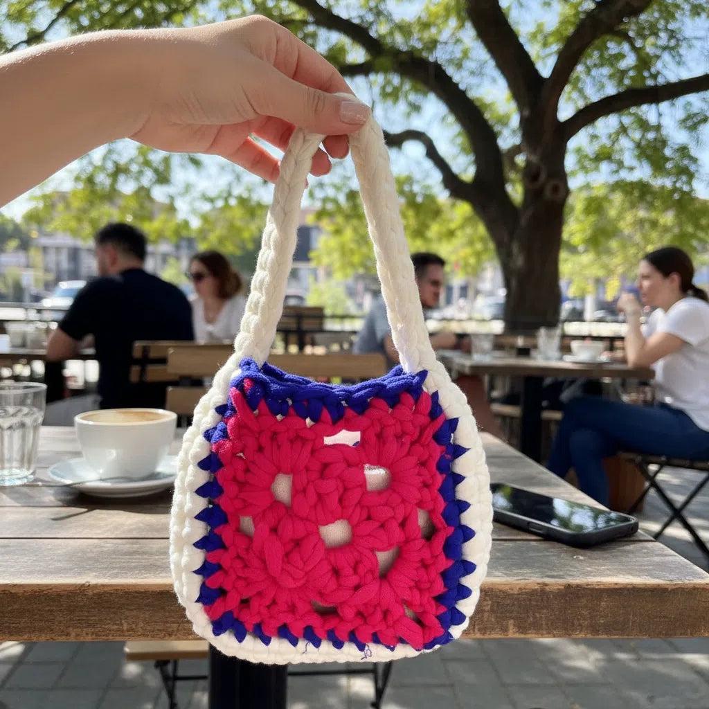 Sac en Crochet Artisanal Rosé - Élégance et Praticité Boho