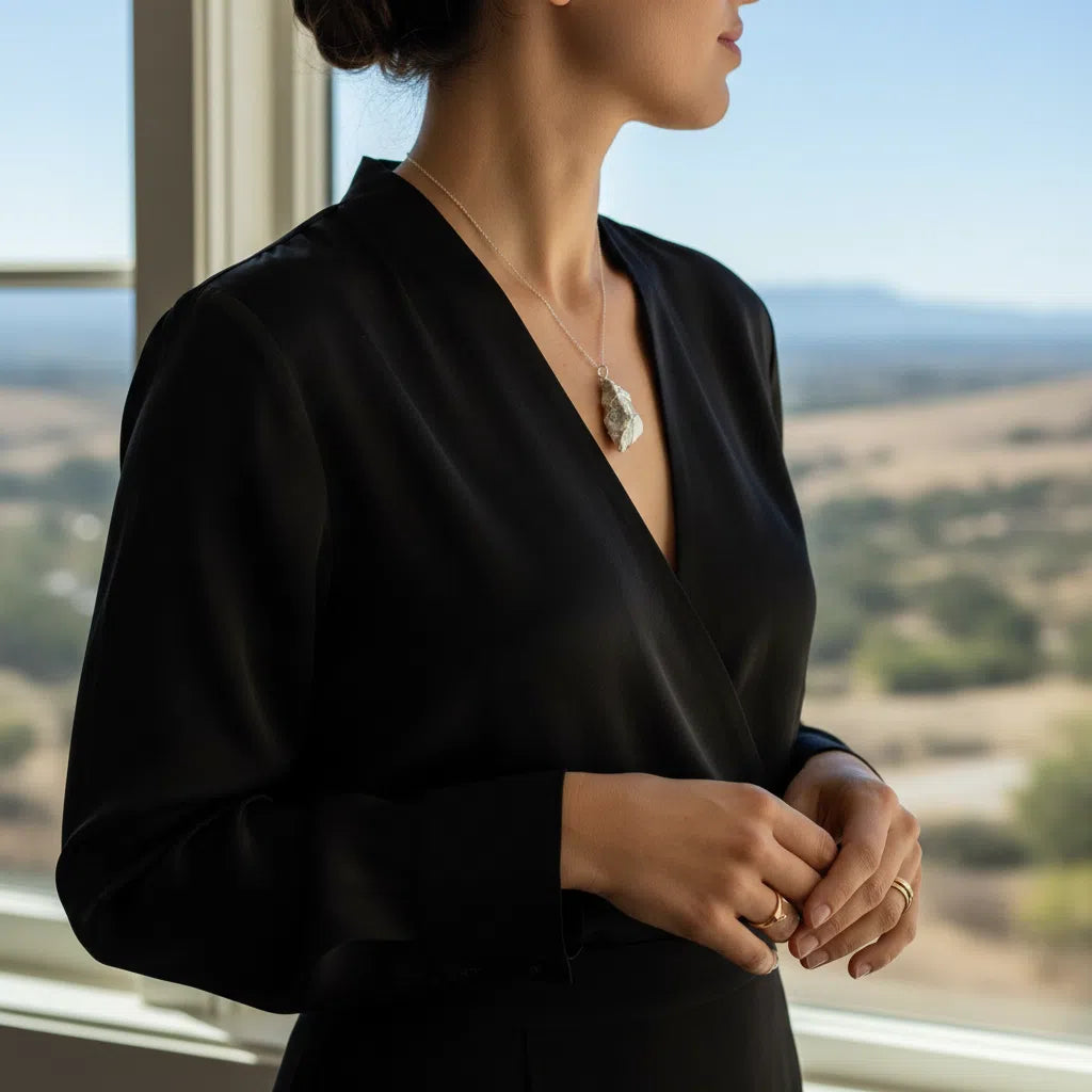 Collier Énergétique en Argent 925 et Howlite Brute - Élégance Artisanale