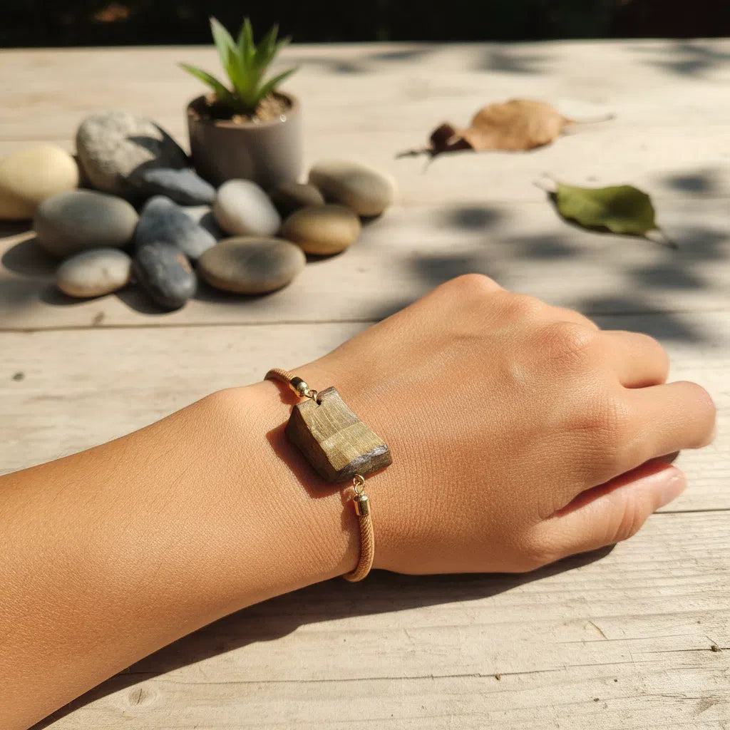 Bracelet Cordon Marron Œil de Tigre Brut - Élégance Authentique et Protection