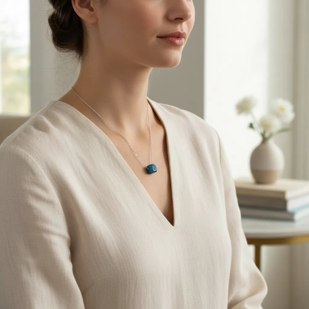 Collier en Argent 925 et Apatite Bleue - Élégance Océanique