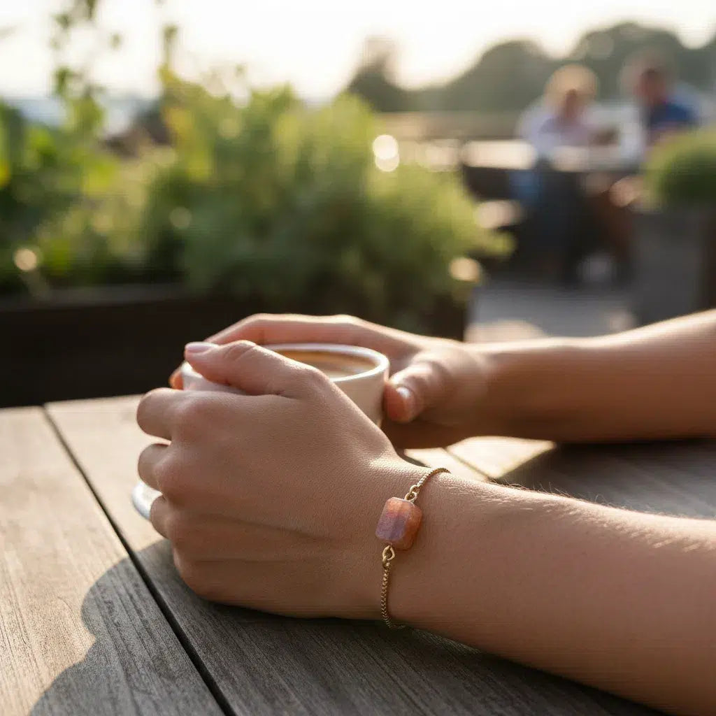 Bracelet Acier Inoxydable ; Pierre de Soleil - Éclat Optimiste