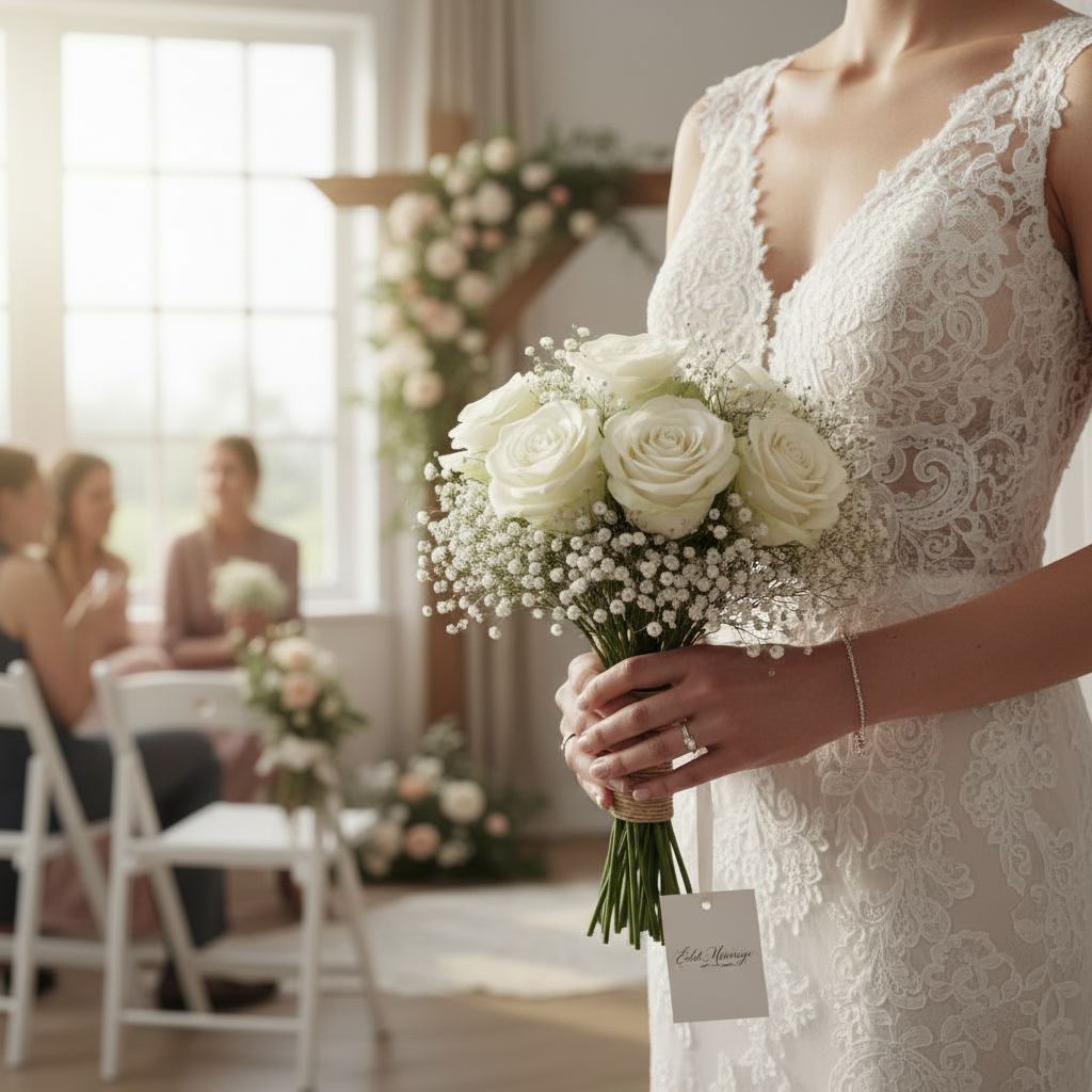 Bouquet de roses blanches éternelles