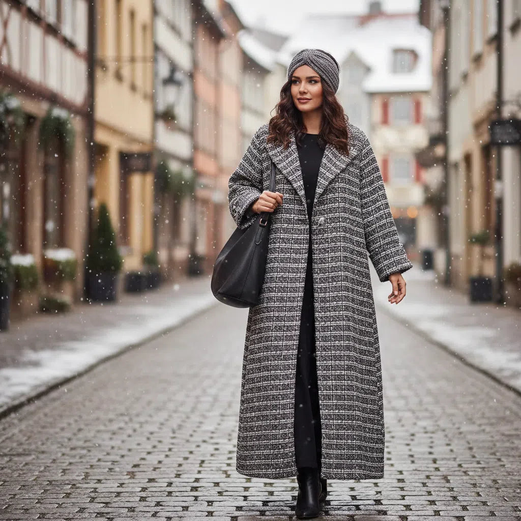 Manteau en Tweed Monochrome Chaleur et Élégance