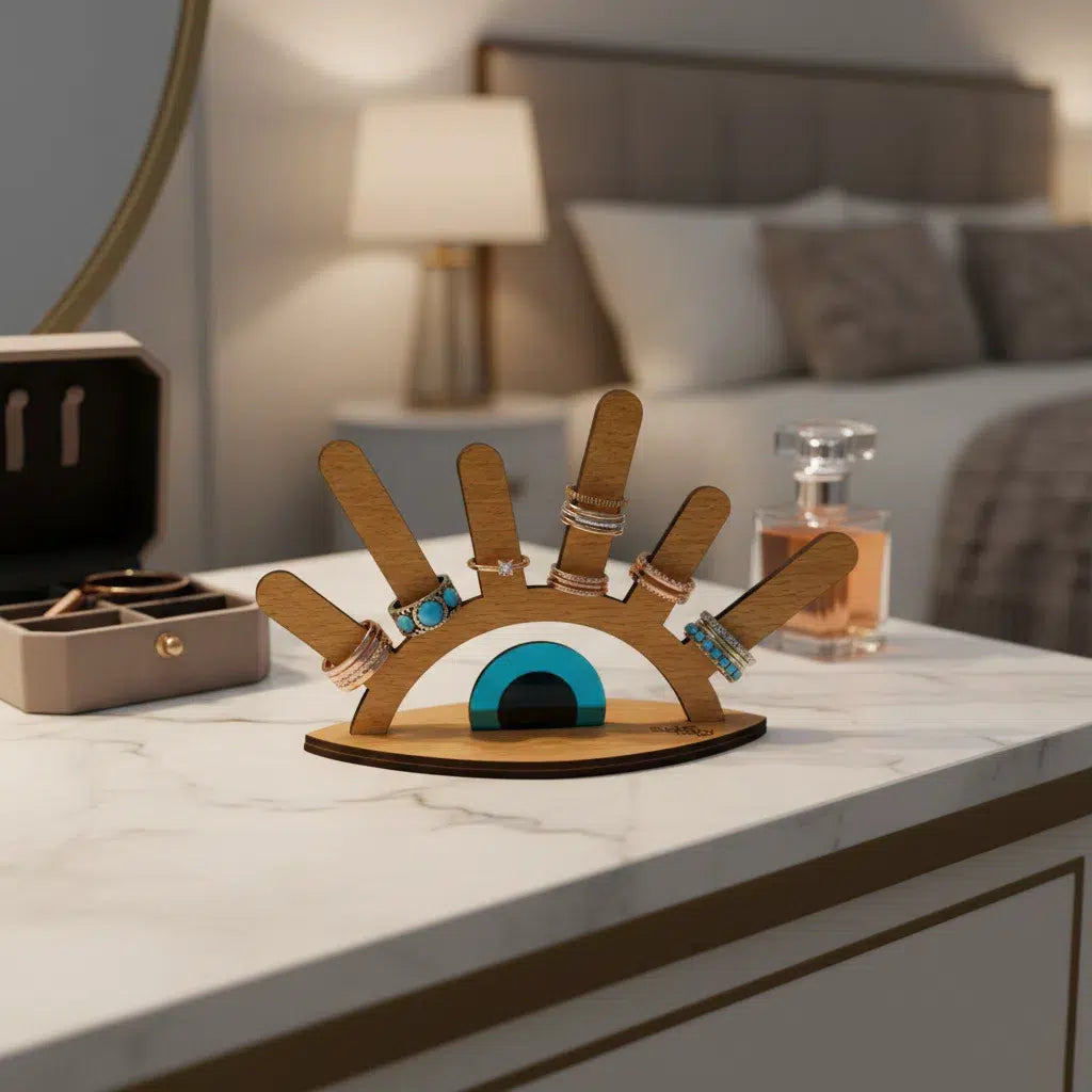 Porte-bagues en bois mdf design œil