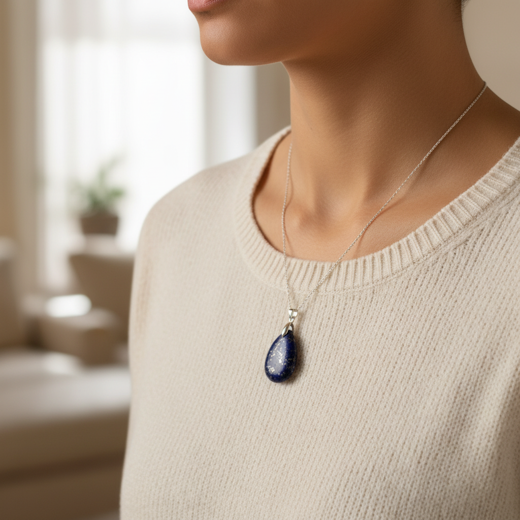Collier en Argent 925 Pendentif Lapis Lazuli - Élégance Céleste