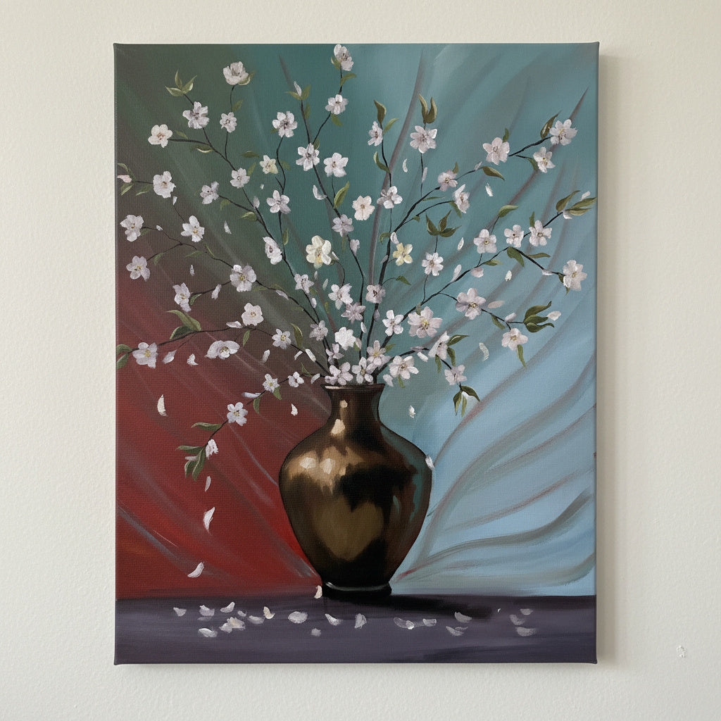 Tableau Classique Moderne en Toile - Poésie Florale Contrastée