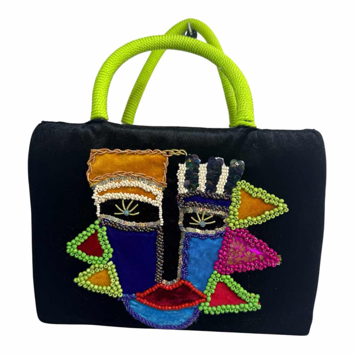 Sac à main velours noir chic avec broderie artistique