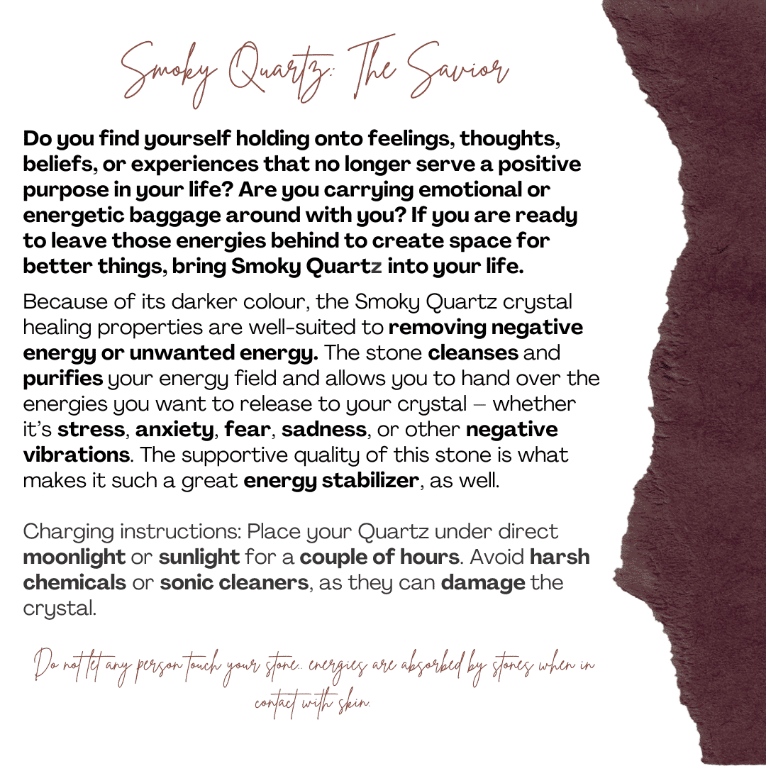 Bracelet en fil tressé noir et pierres de Quartz Fumée - (16 à 21 cm)