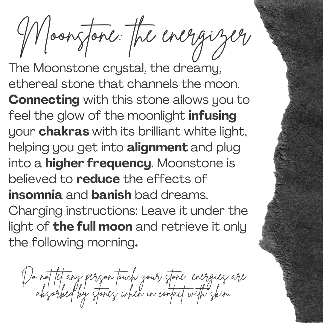 Decorative Moonstone with Black Stand – (41 g)