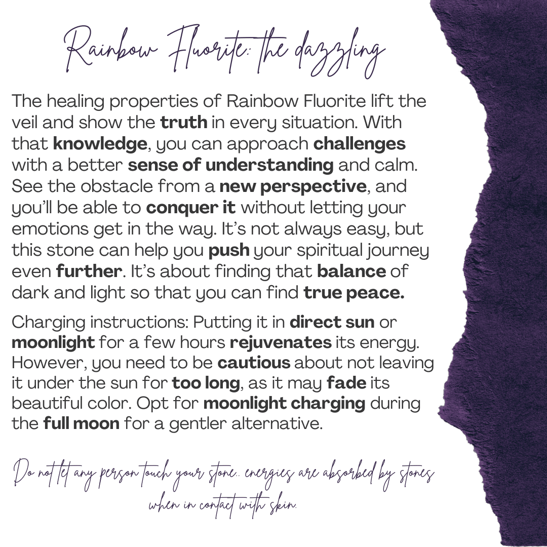 Pierre décorative en fluorite Arc-en-Ciel avec support noir – (47 g)