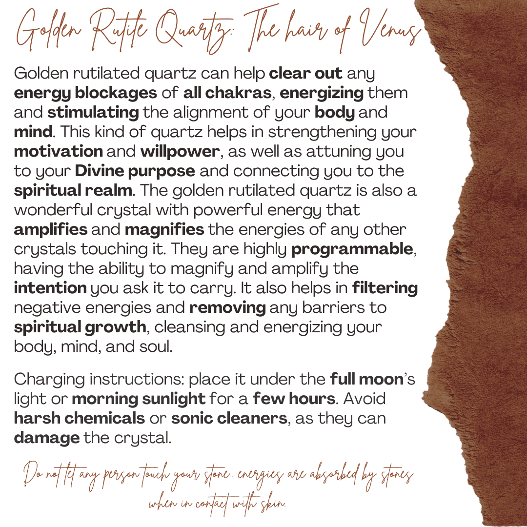 Bracelet élastique en Quartz Rutile Doré – Boules de 6 mm – Ajustable (17 à 19 cm)