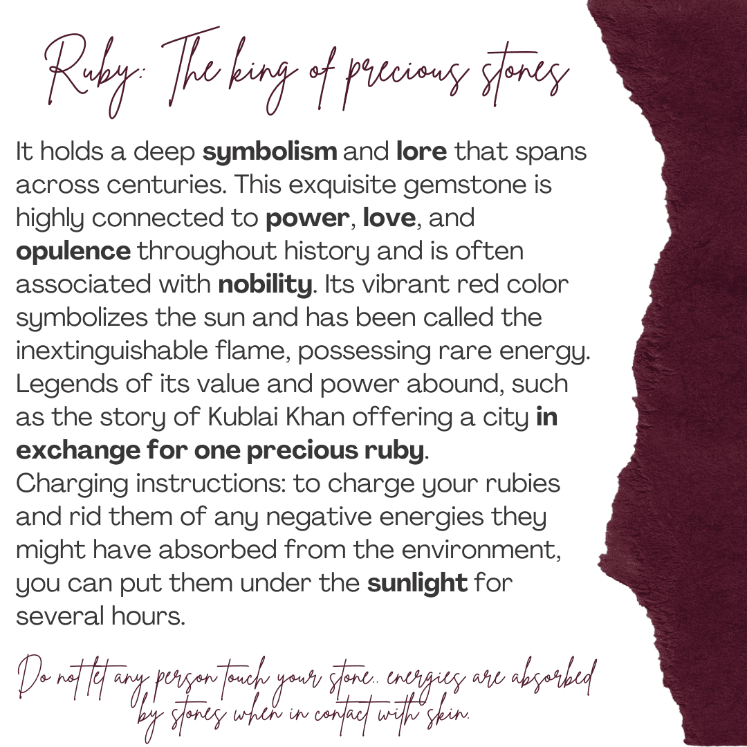 Collier en acier inoxydable avec pendentif en rubis naturel (75 cm)