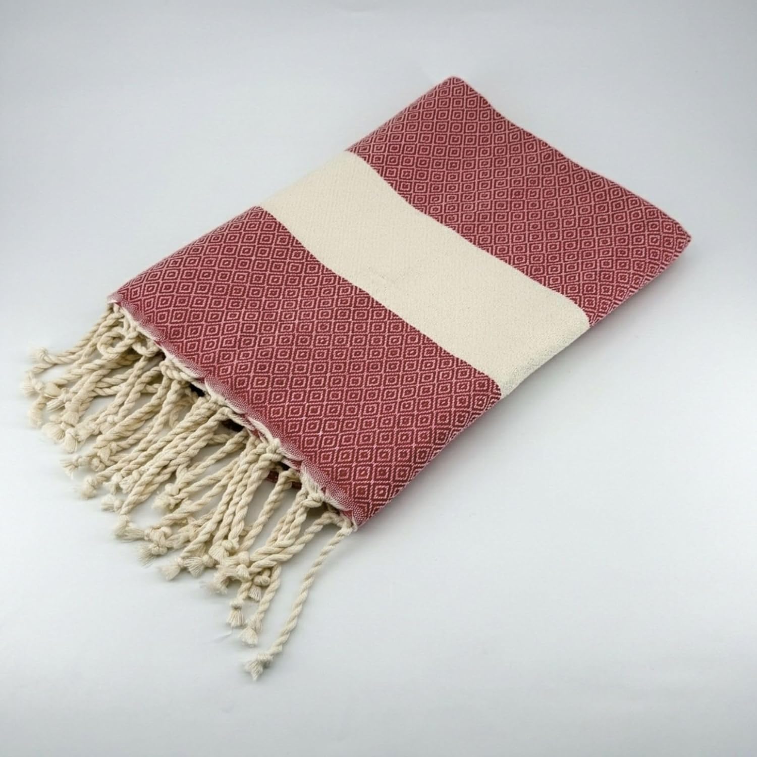 Set de 2 Foutas tunisienne Zigzag 100% coton noire et rouge