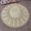 Natural straw hat decorated with macrame