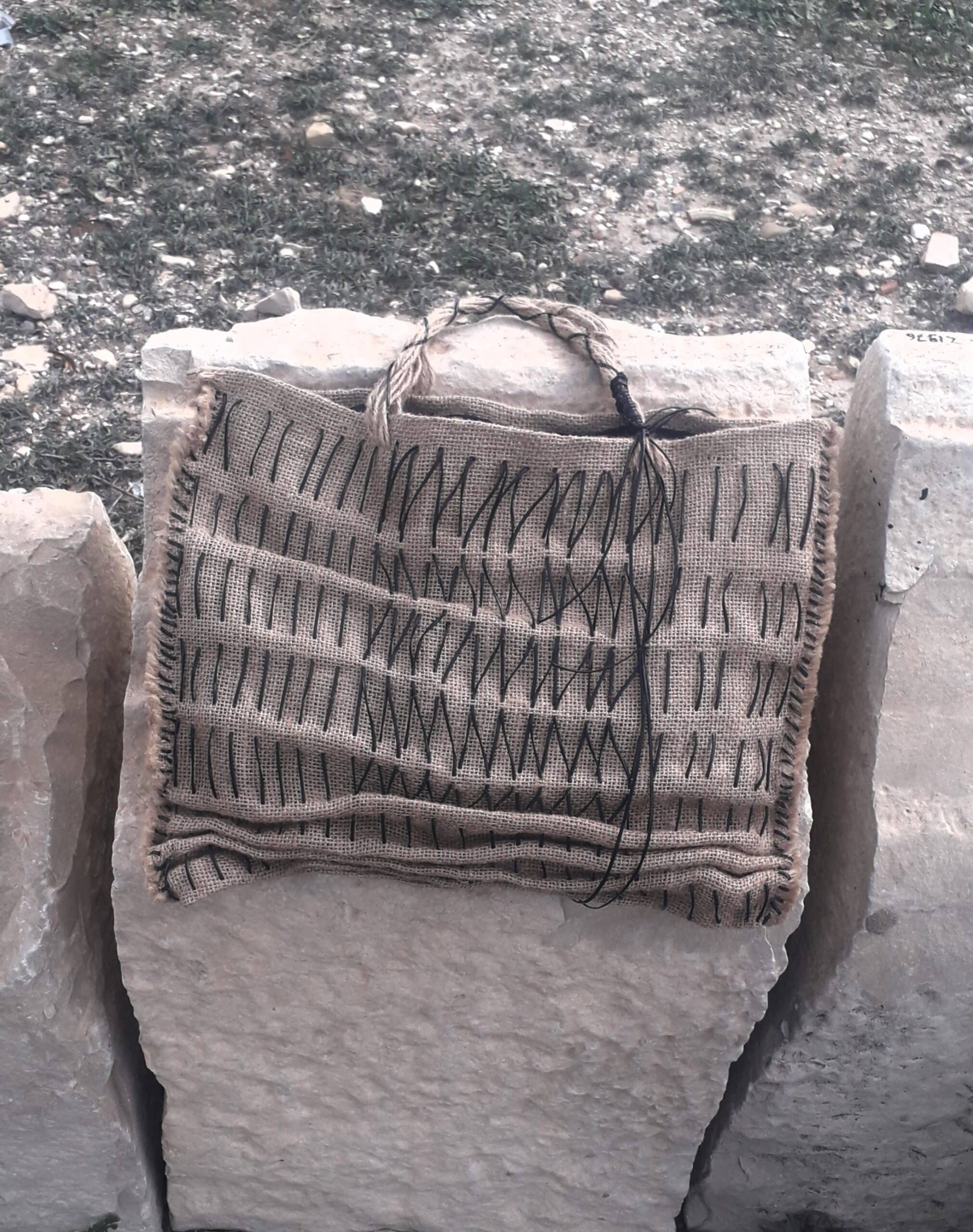 Jute bag decorated with Berber patterns