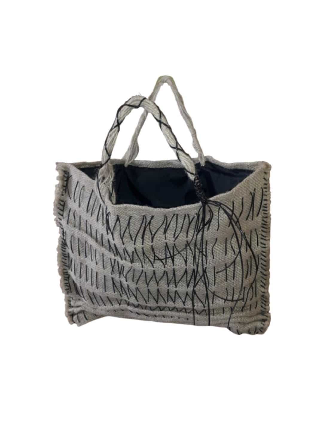 Jute bag decorated with Berber patterns