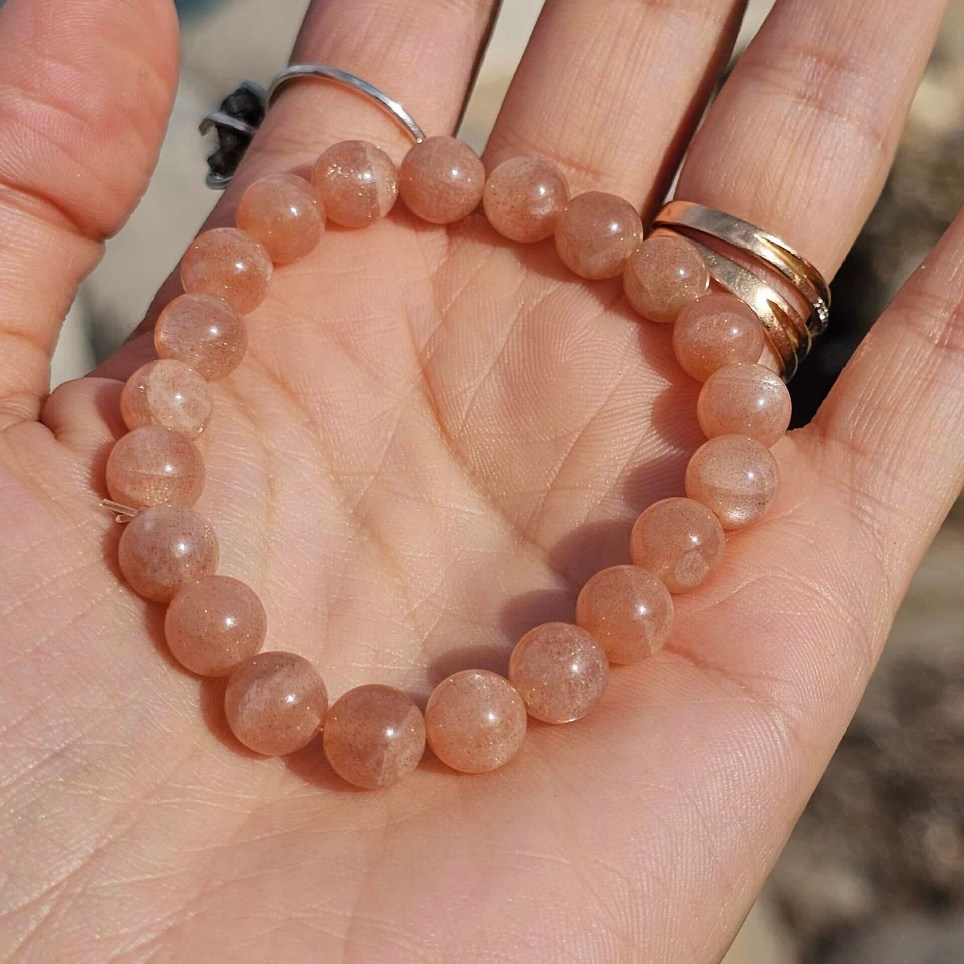 Bracelet élastique en pierre de soleil éclatante et unique
