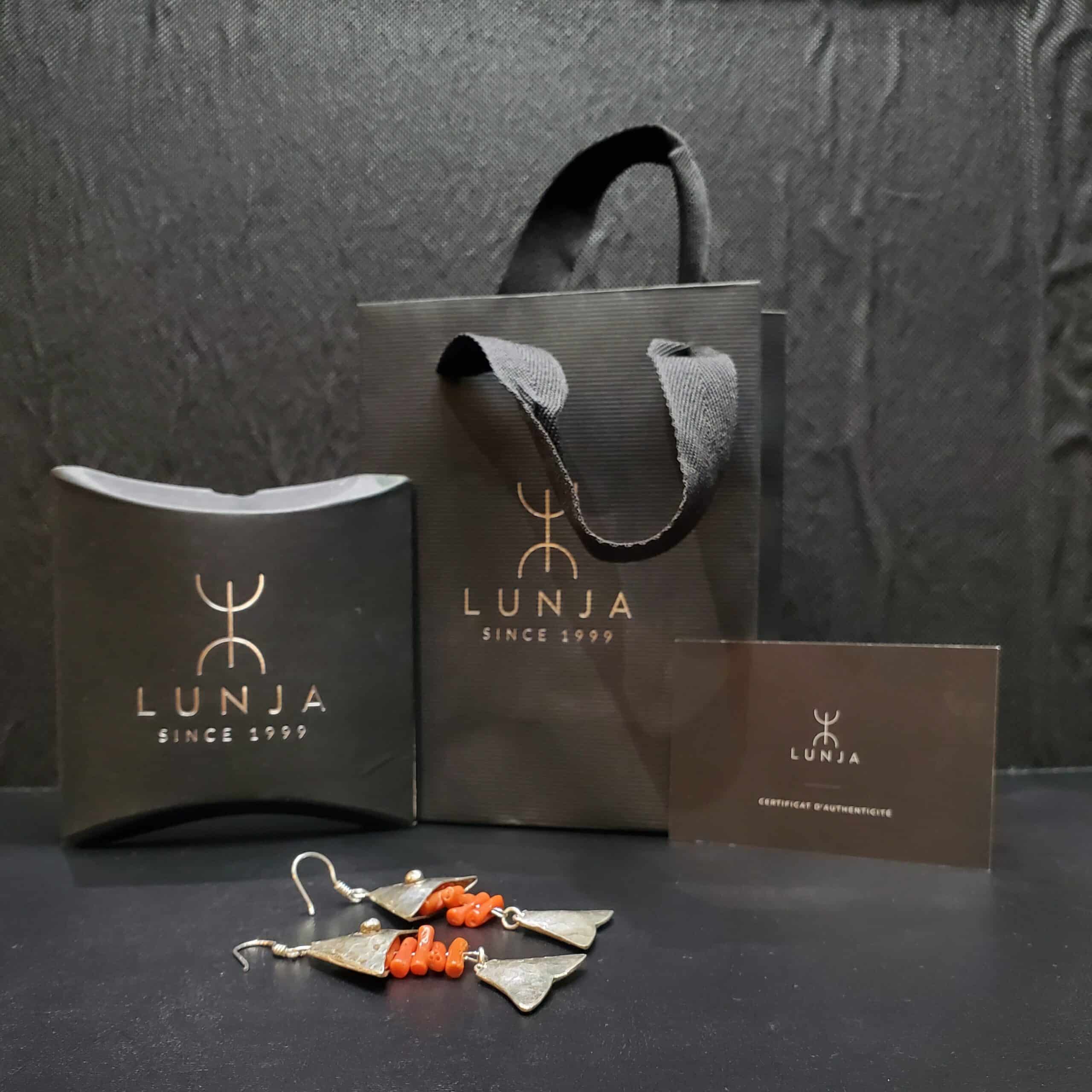 Natural coral fish earrings in 850 Silver - (2.5 × 6 cm)