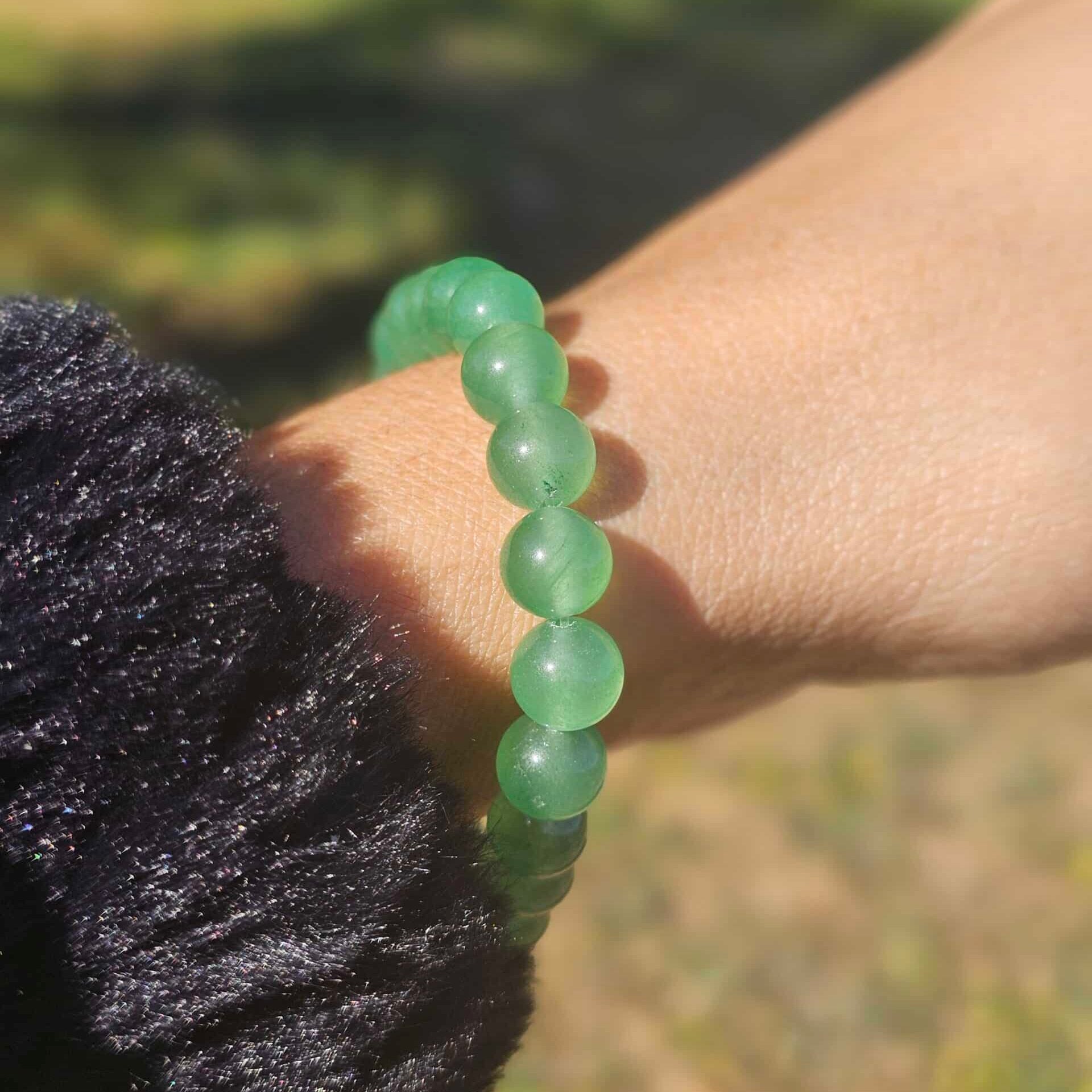 Bracelet élastique en Aventurine Verte – Pierres naturelles 6 mm – Ajustable (17 à 19 cm)