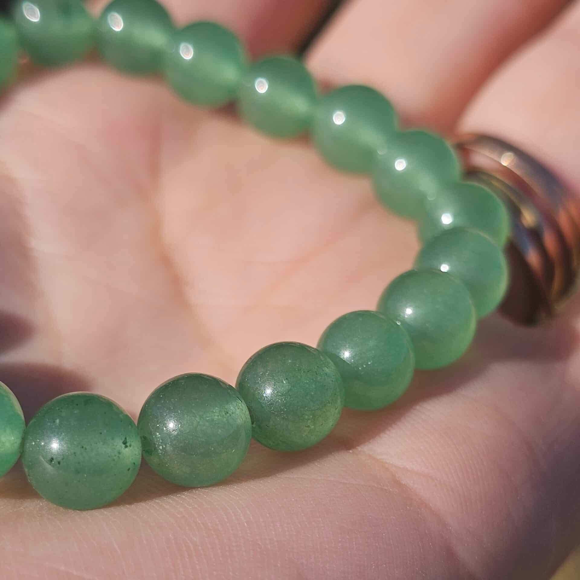 Bracelet élastique en Aventurine Verte – Pierres naturelles 6 mm – Ajustable (17 à 19 cm)