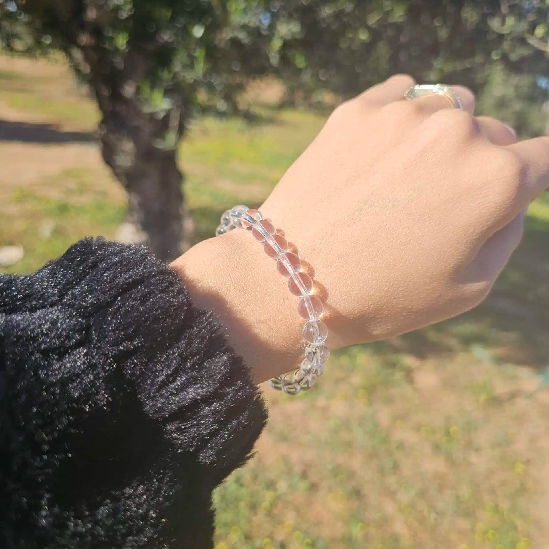 bracelet élastique en Clear Quartz ajustable pour harmonie et élégance