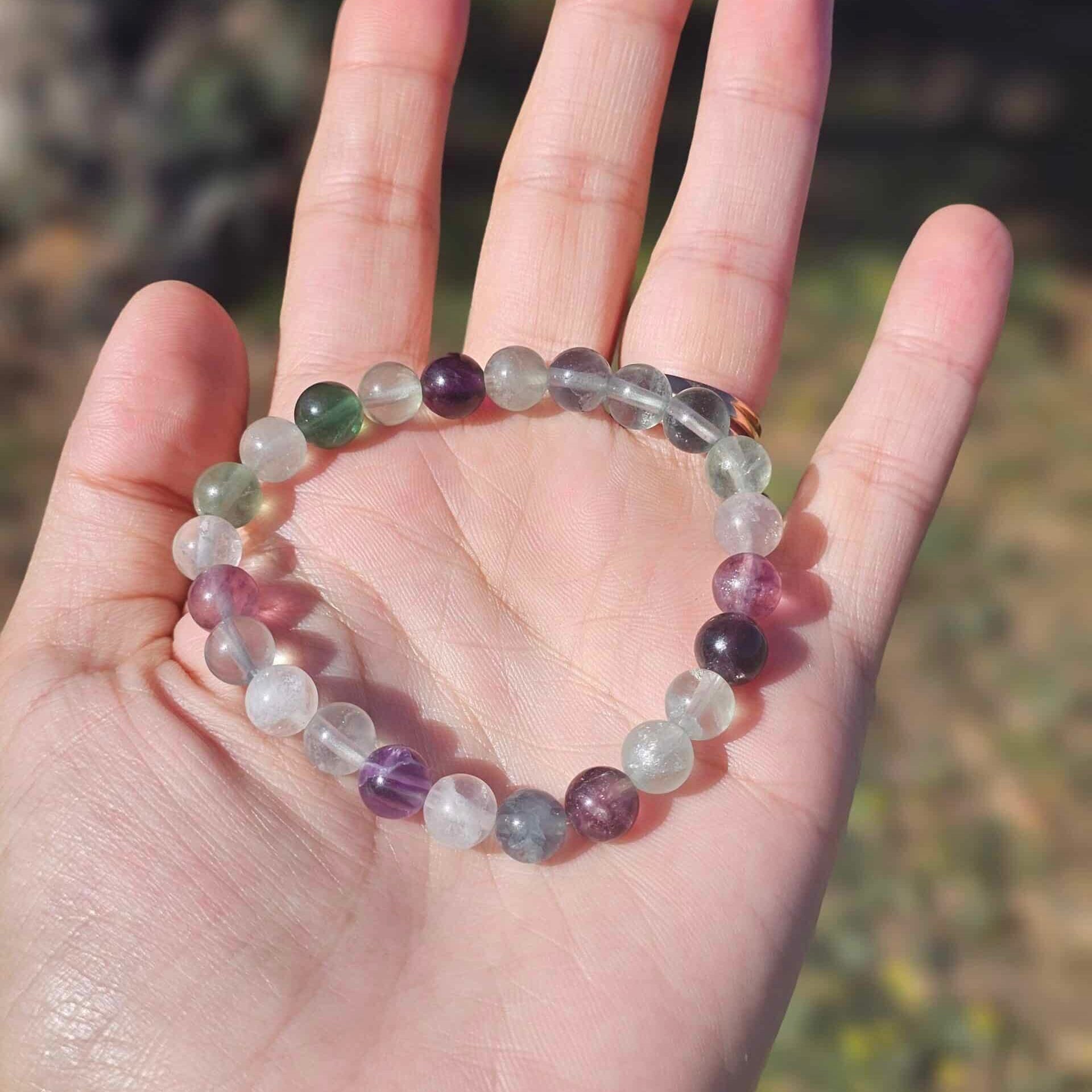 Bracelet Élastique Fluorite Arc-en-Ciel - Sérénité Naturelle