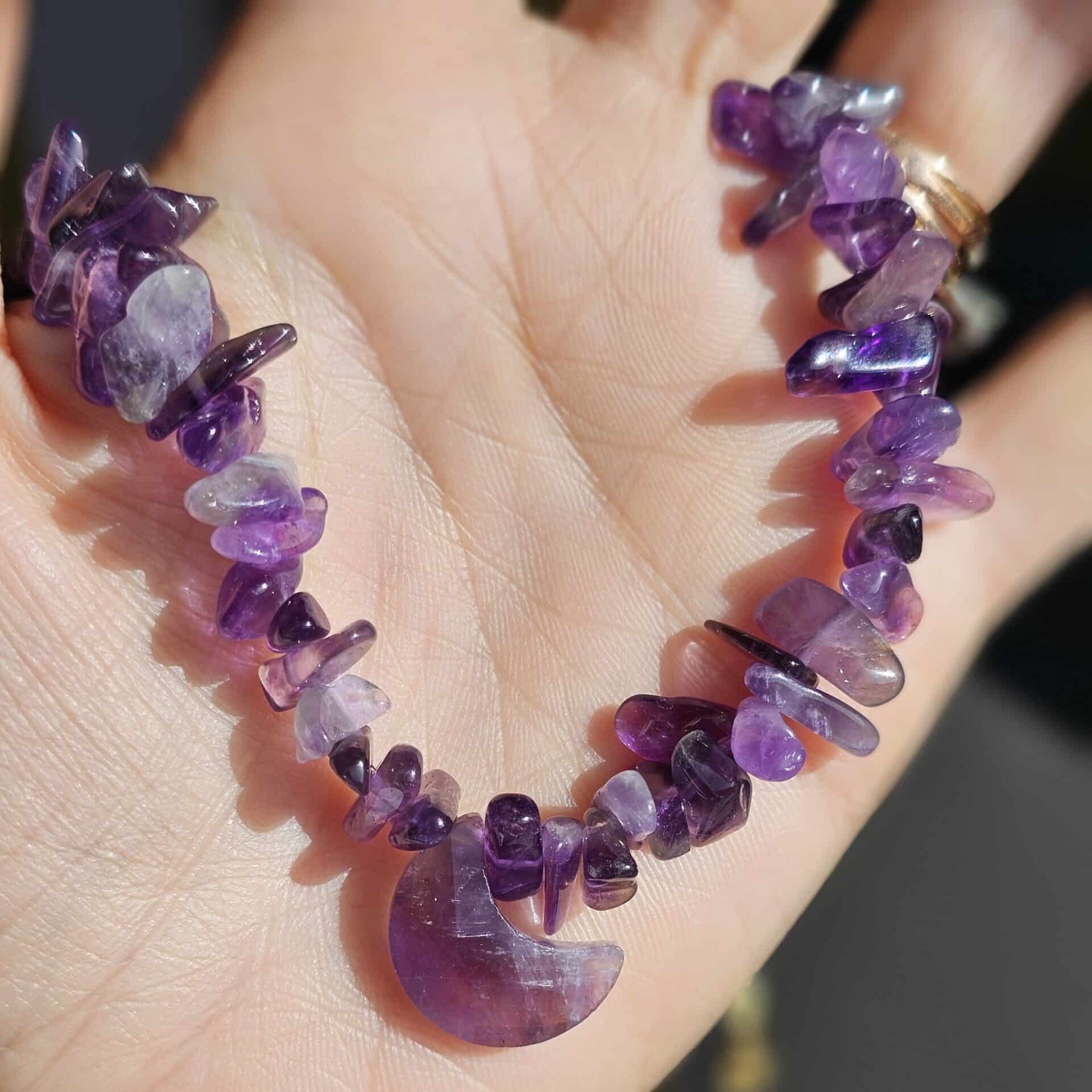 Raw Amethyst Necklace with Stainless Steel Clasp (40 cm)